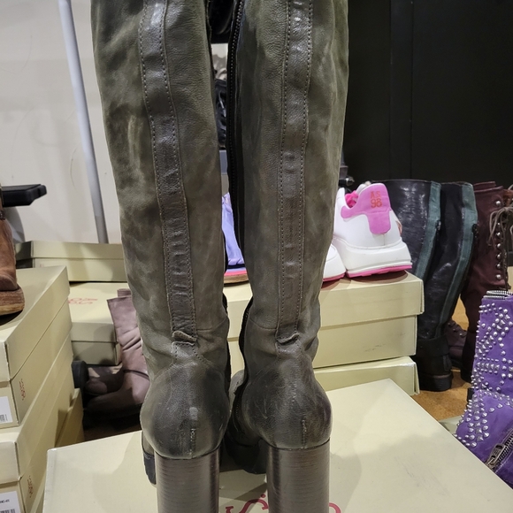 EUC A.S.98 Free People Catalina Tall Green Platform Lace Up Boots 39 - Picture 8 of 10